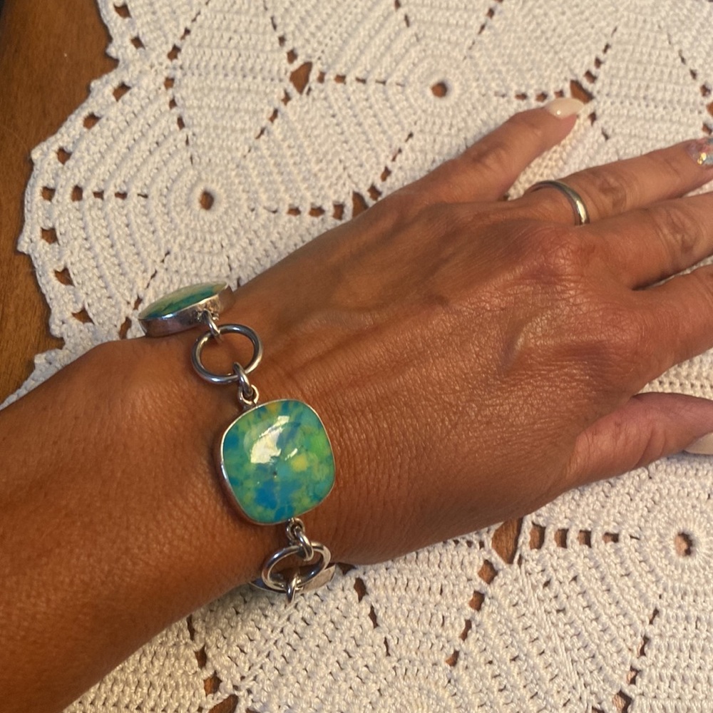 Vintage .925 silver tie dye bracelet - Picture 5 of 8